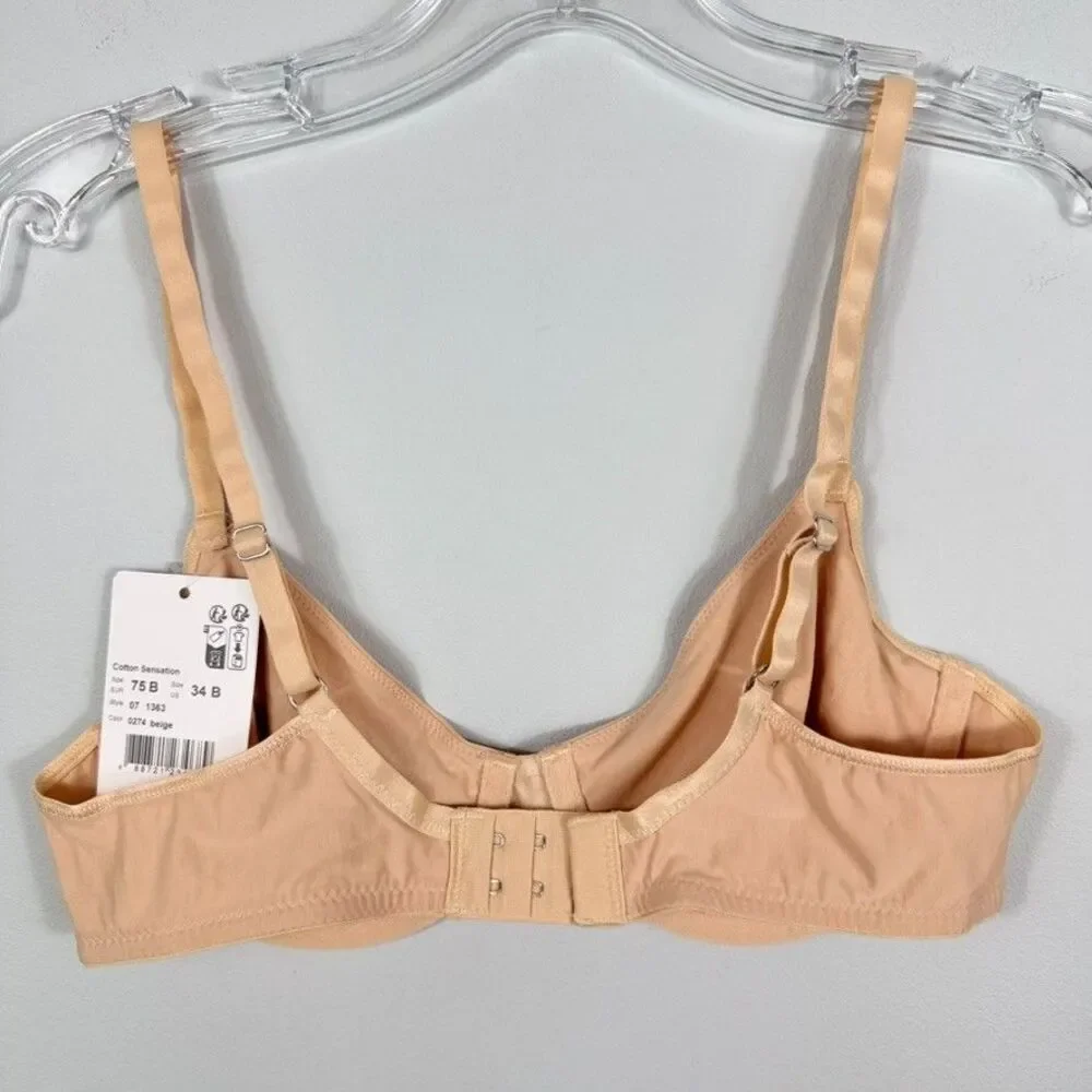 NWT Hanro 34B Cotton Sensations Unlined Nude Underwire Bra